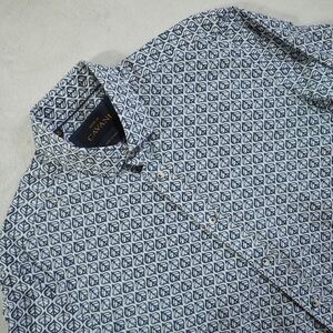 Cavani Sz M Blue Patterned Men’s Dress Shirt Coton Blend